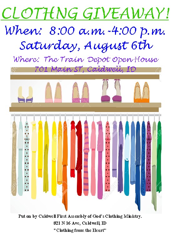 Clothing Giveaway at Train Depot 8-6-2022 from 8am - 4pm