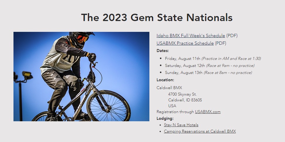 2023 Gem State BMX Nationals info--website