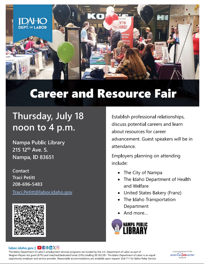 Career and Resource Fair Flyer July 18th 2024