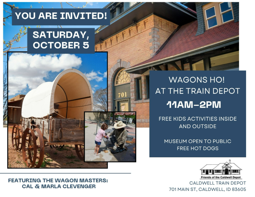 Wagons Ho at the Depot Free Event on Saturday October 5th with Museum Open to the public and free hot dogs too. Event from 11 a.m. to 2 p.m.