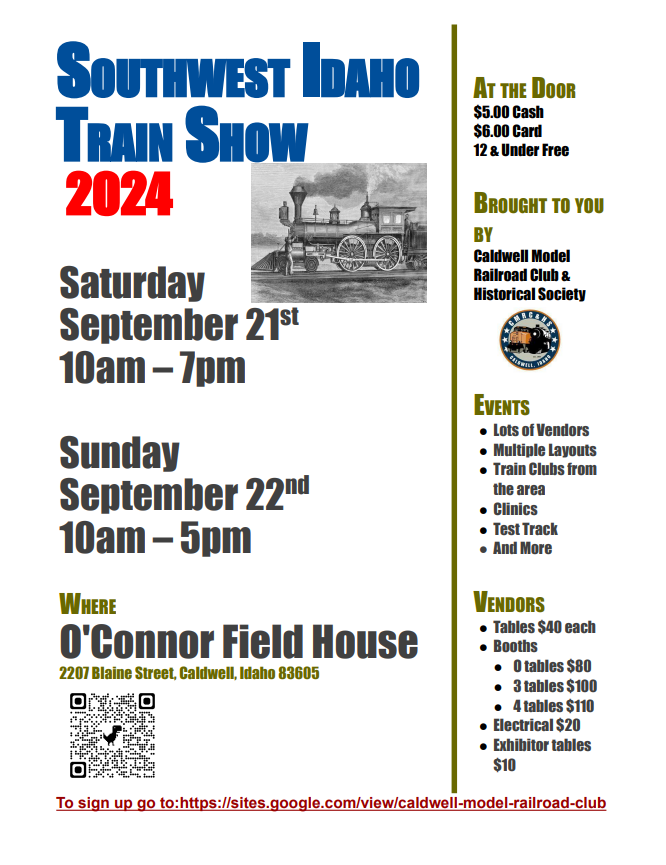 Southwest Idaho Train Show 2024 Event Flyer