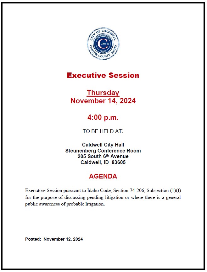 Executive Session Notice for Nov 14, 2024